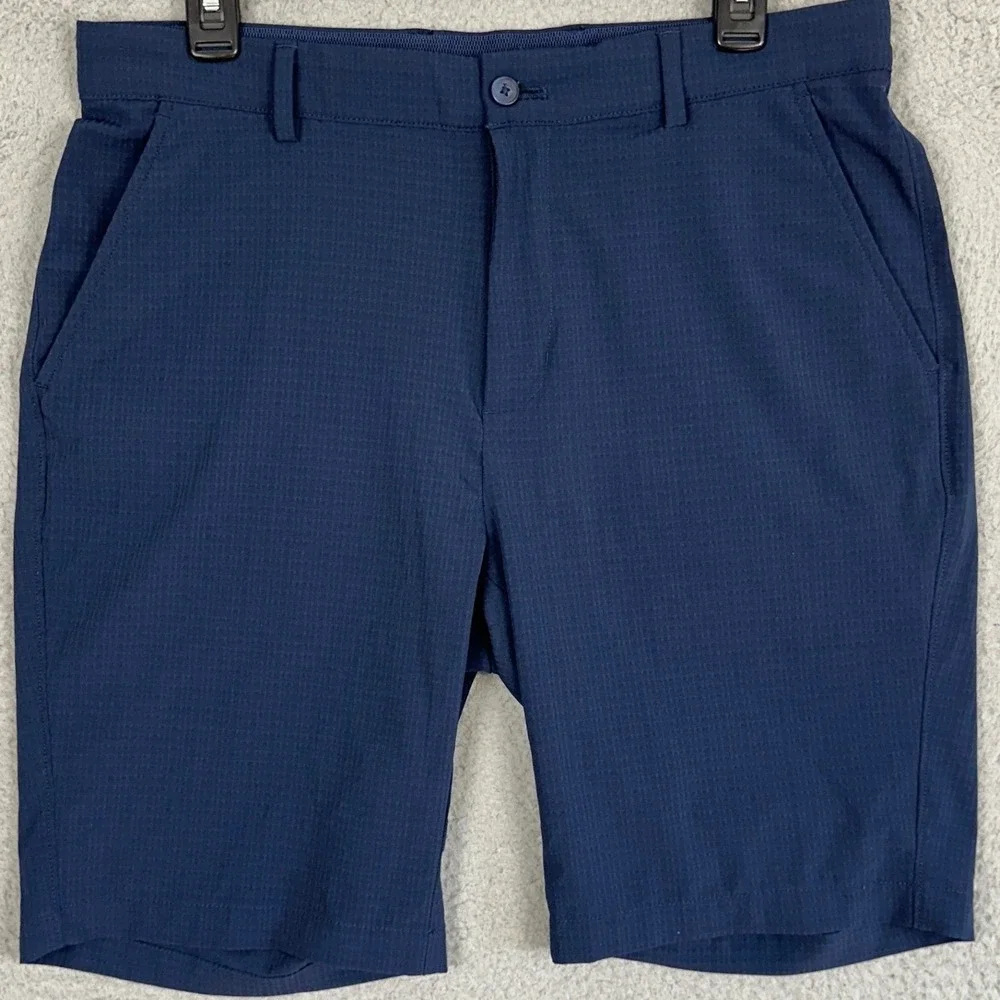 Greg Norman Shorts Mens 32 Navy Blue Golf Chino Performance Textured Stretch